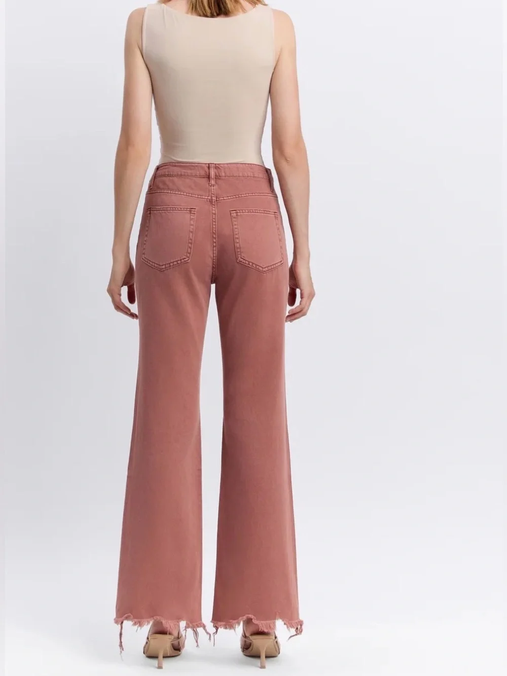Vervet Russet - High Rise 90's Vintage Hem Detail Flare Jeans - Picture 2 of 14